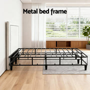 Artiss Queen Bed Frame with Headboard Platform Bed Base Grey Beige Fabric Metal BFRAME-MASON-RIVE-Q-GR