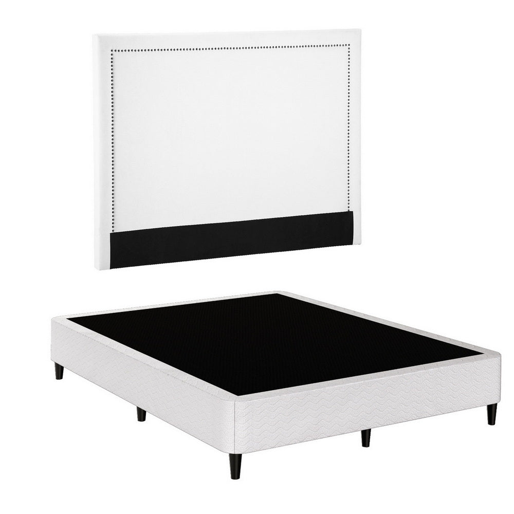 Artiss Queen Bed Frame with Headboard Platform Bed Base Grey Beige Fabric Metal BFRAME-MASON-RIVE-Q-GR