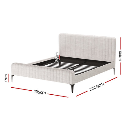 Artiss BedStory King Bed Frame with Mattress Set Platform Base Pocket Coil Linen Upholstered BFRAME-SET-AMMY-XF-34-K