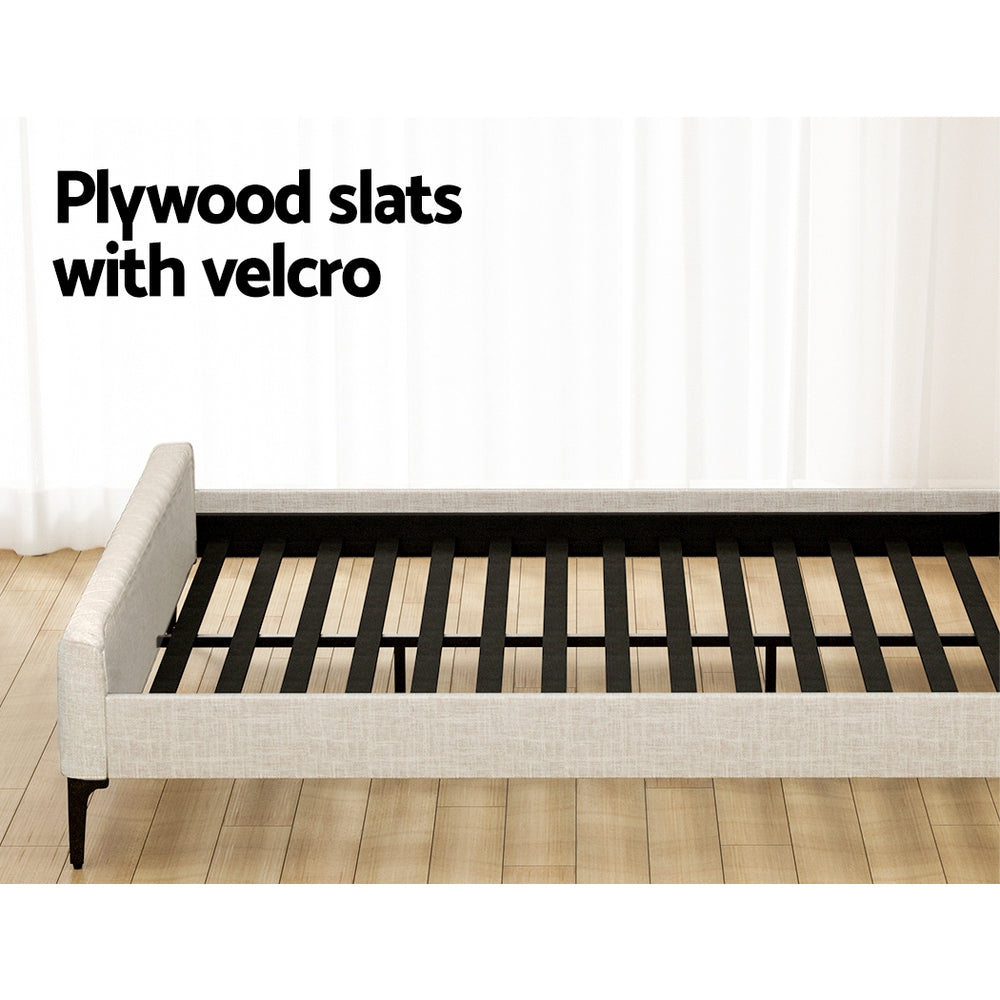 Artiss BedStory AMMY Beige King Bed Frame and Mattress Set