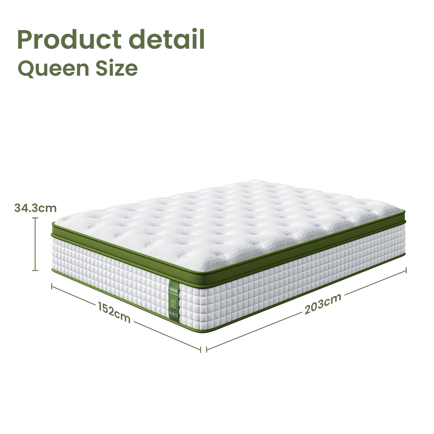 Artiss BedStory Queen Bed Frame with Mattress Set Platform Base Pocket Coil Linen Upholstered BFRAME-SET-AMMY-XF-34-Q