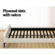 Artiss BedStory Queen Bed Frame with Mattress Set Platform Base Pocket Coil Linen Upholstered