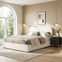 Artiss Double Bed Frame and Bedside Table Set Boucle Beige with Headboard Black Nightstand BFRAME-SET-DARA-SCAN-BS01