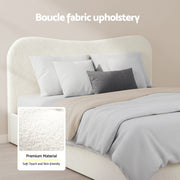 Artiss Double Bed Frame and Bedside Table Set Boucle Beige with Headboard Black Nightstand BFRAME-SET-DARA-SCAN-BS01