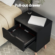 Artiss Double Bed Frame and Bedside Table Set Boucle Beige with Headboard Black Nightstand BFRAME-SET-DARA-SCAN-BS01