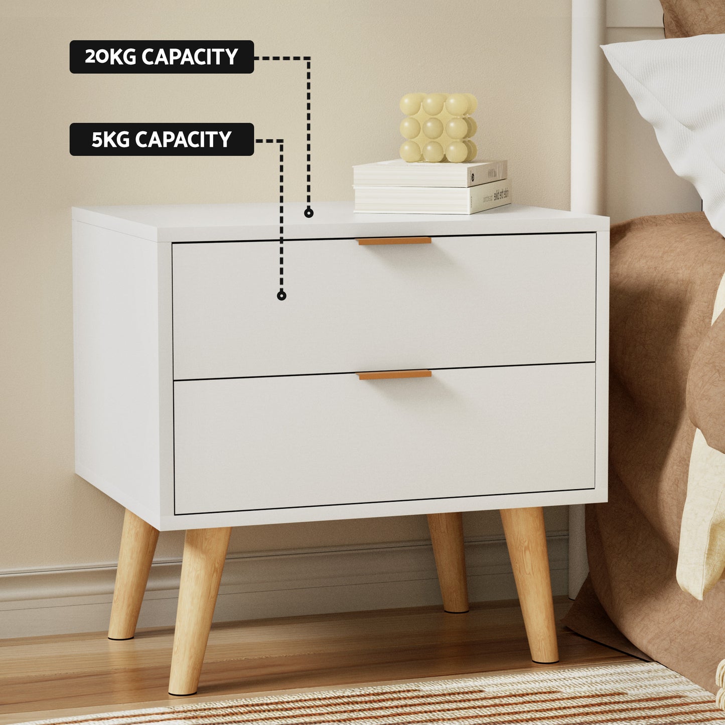 Artiss Queen Bed Frame Bedside Table Set Gas Lift Storage Base with Boucle Fabric Upholstered Headboard 2 BFRAME-SET-ELLA-BS-03