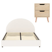 Artiss Gas Lift Queen Bed Frame with Bedside Table Set Boucle Fabric Upholstered Platform Bed Nightstand BFRAME-SET-ELLA-SCAN-BS01