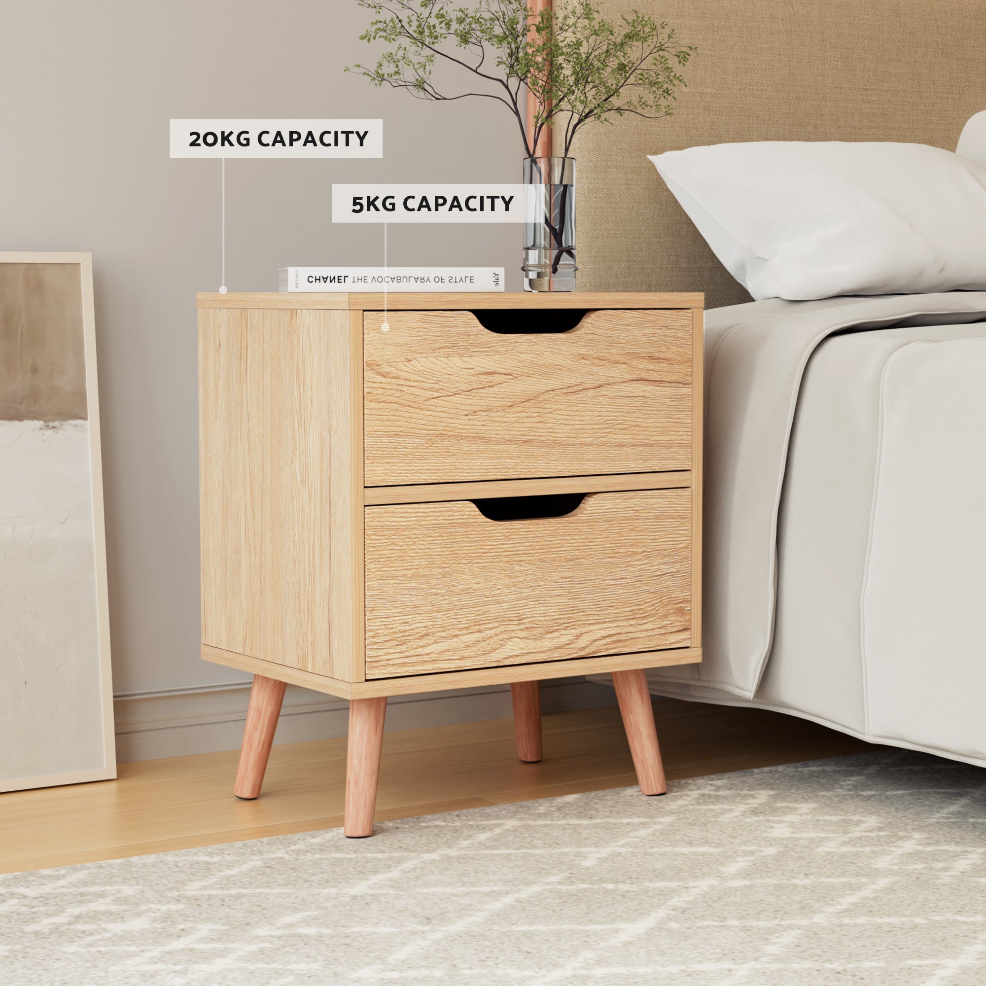 Artiss Gas Lift Queen Bed Frame with Bedside Table Set Boucle Fabric Upholstered Platform Bed Nightstand BFRAME-SET-ELLA-SCAN-BS01