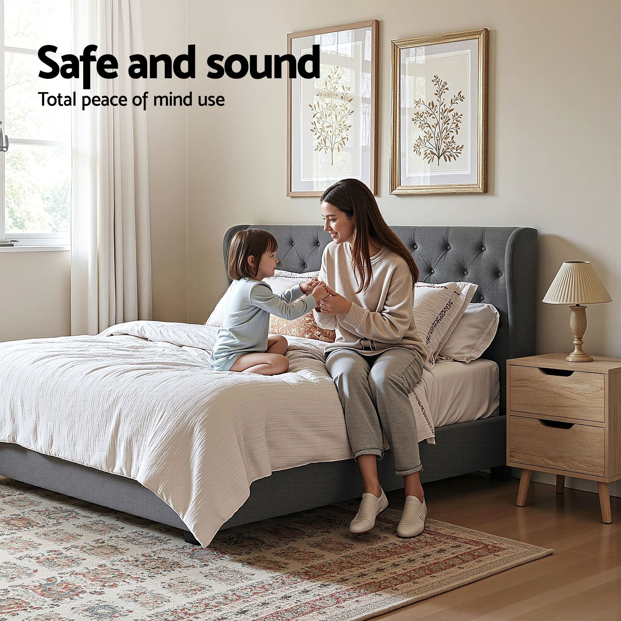 Artiss Gas Lift Queen Bed Frame and Bedside Table Set 2 Drawer Nightstand Bedroom Furniture Bundle BFRAME-SET-ISSA-1D1S-BS01
