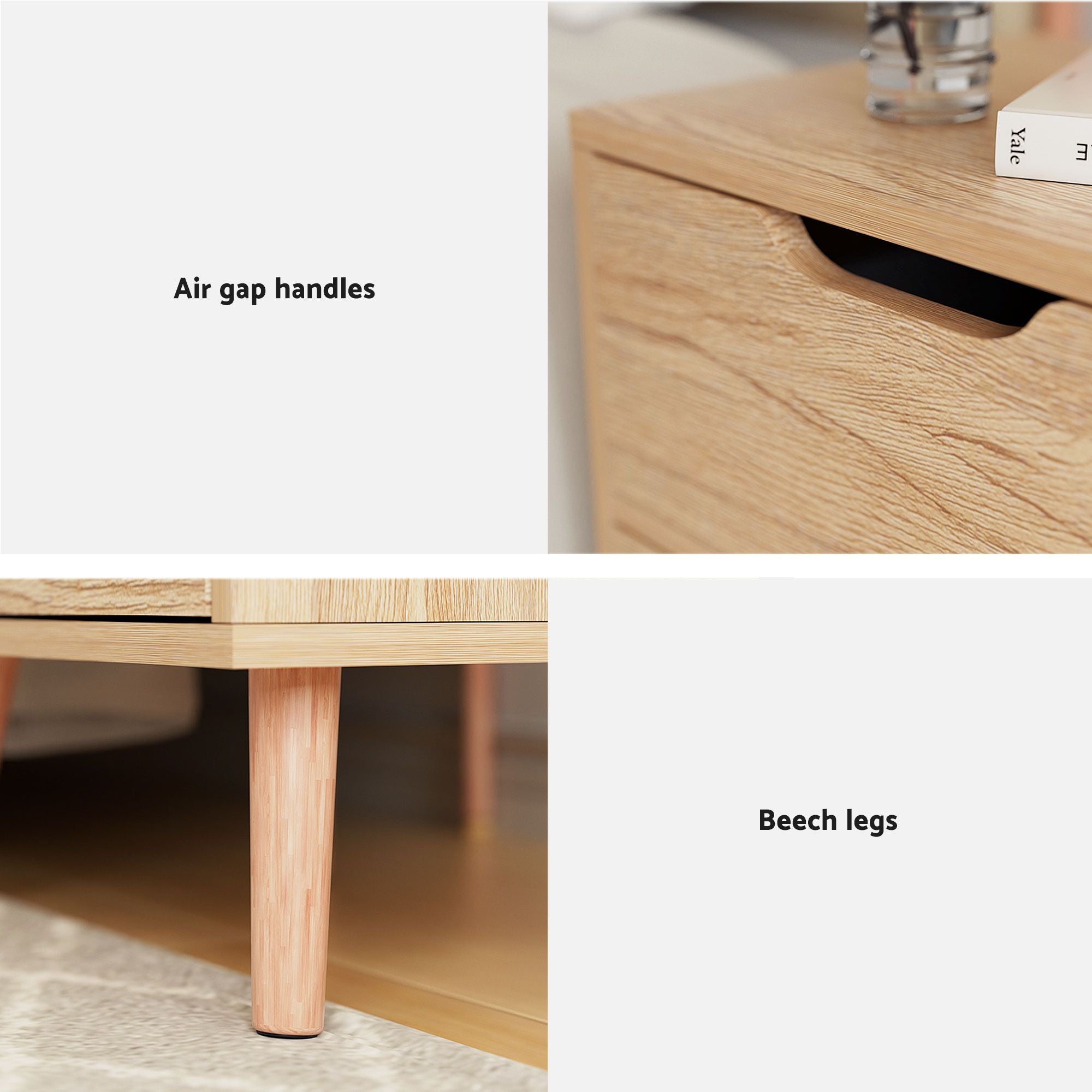 Artiss Gas Lift Queen Bed Frame and Bedside Table Set 2 Drawer Nightstand Bedroom Furniture Bundle BFRAME-SET-ISSA-1D1S-BS01