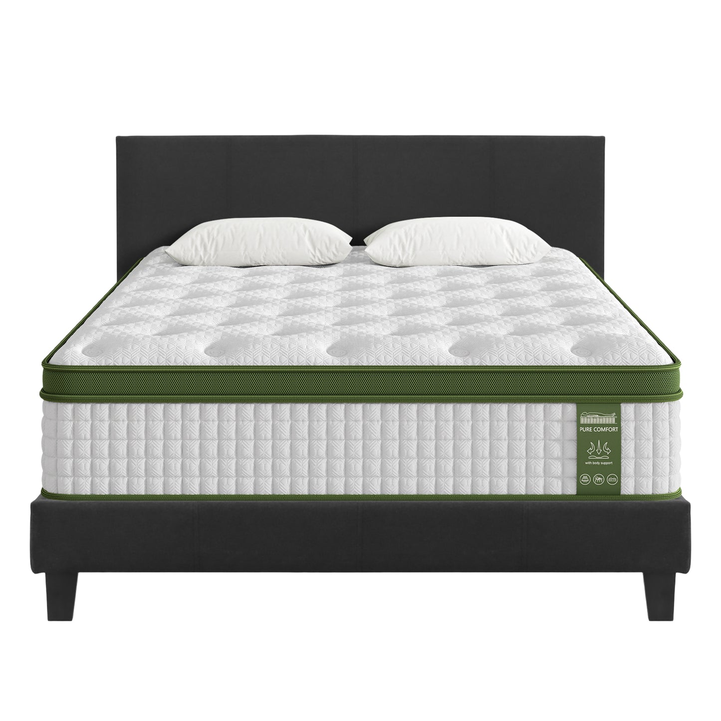 Artiss BedStory Queen Bed Frame Mattress Set Platform Upholstered Hybrid Pocket Coil BFRAME-SET-NEO-PC-34-Q