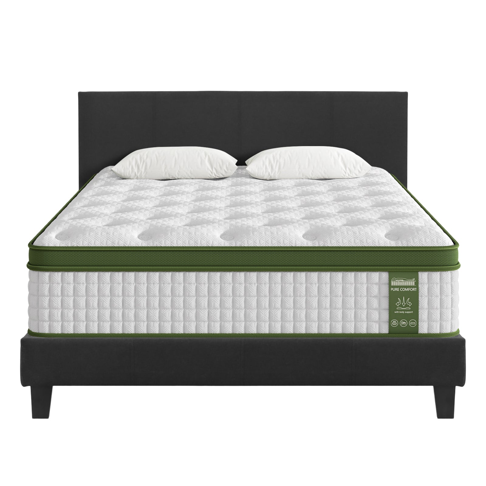 Artiss BedStory Queen Bed Frame Mattress Set Platform Upholstered Hybrid Pocket Coil BFRAME-SET-NEO-PC-34-Q
