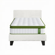 Artiss Single Bed Frame with Hybrid Mattress Set 30cm Medium Firm Platform Headboard Boucle Upholstered BFRAME-SET-NEO-TED-S