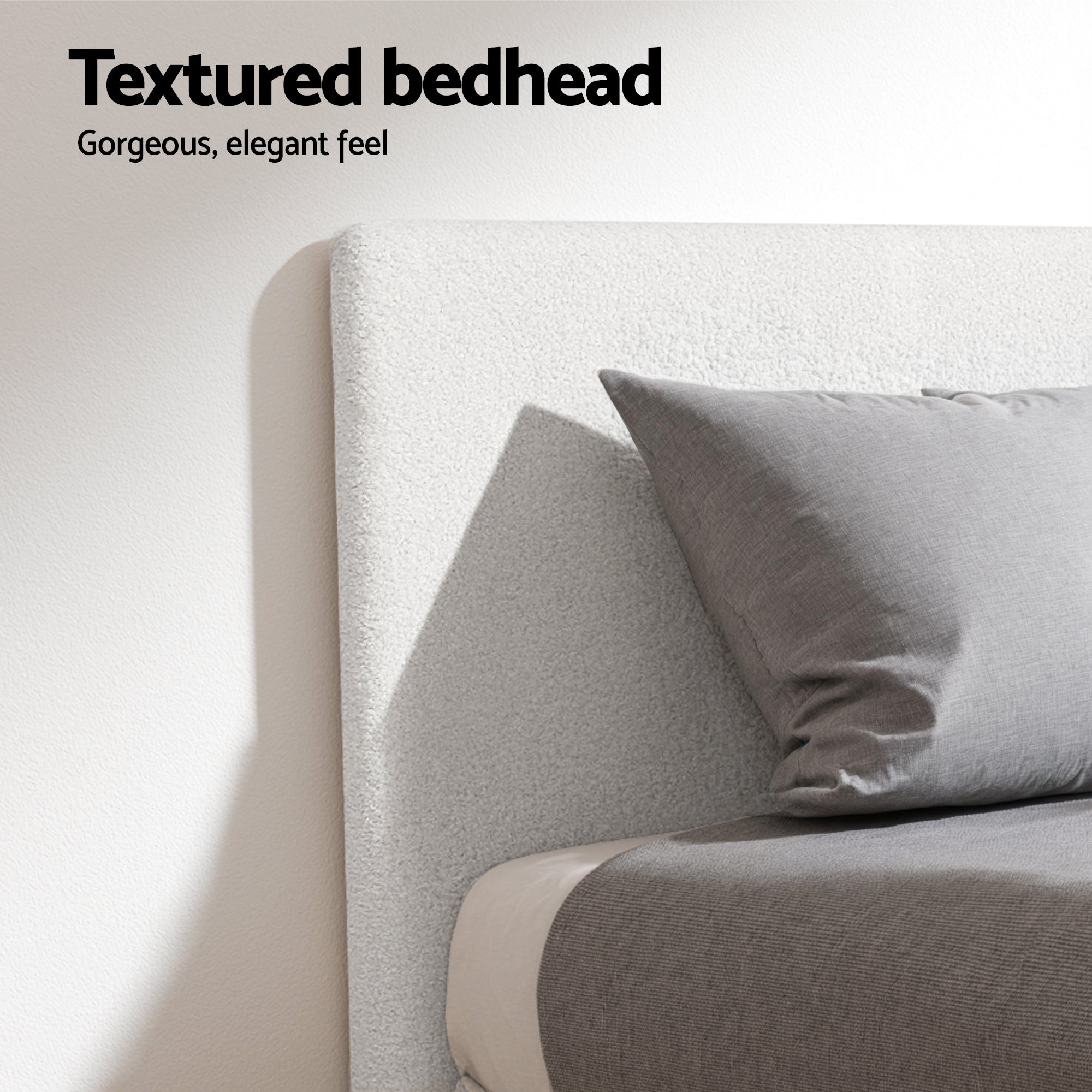 Artiss Single Bed Frame with Hybrid Mattress Set 30cm Medium Firm Platform Headboard Boucle Upholstered BFRAME-SET-NEO-TED-S