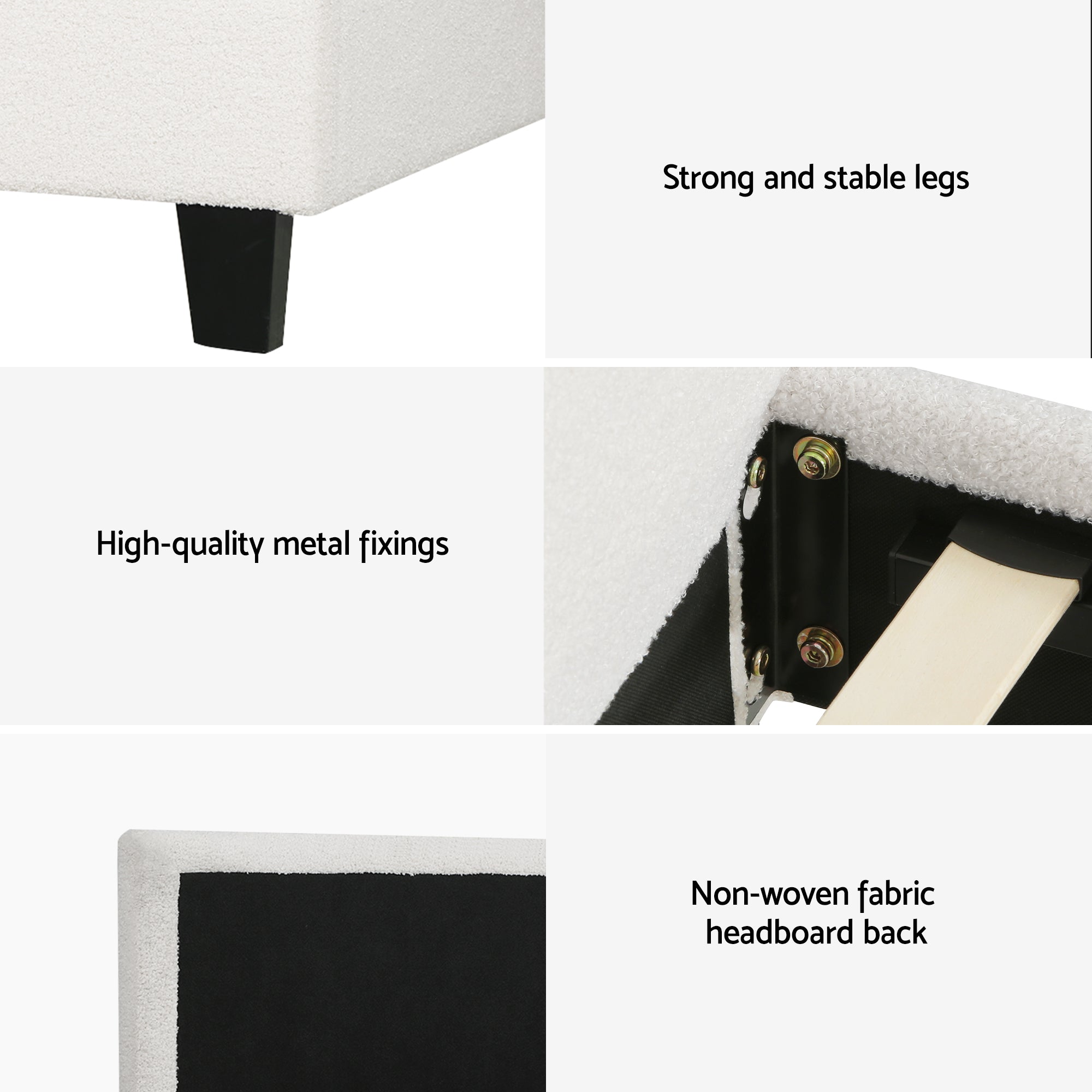 Artiss Single Bed Frame with Hybrid Mattress Set 30cm Medium Firm Platform Headboard Boucle Upholstered BFRAME-SET-NEO-TED-S