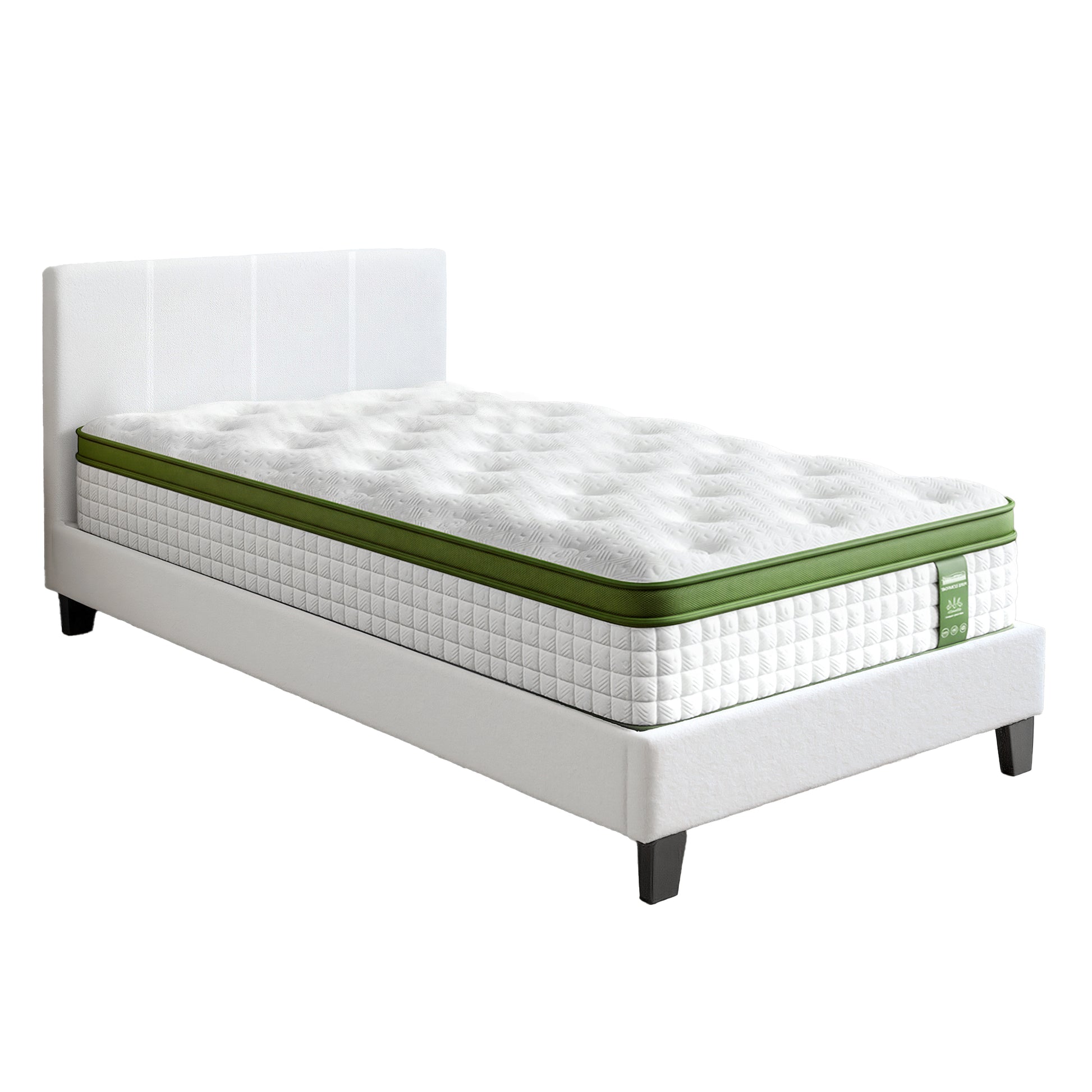 Artiss Single Bed Frame with Hybrid Mattress Set 30cm Medium Firm Platform Headboard Boucle Upholstered BFRAME-SET-NEO-TED-S