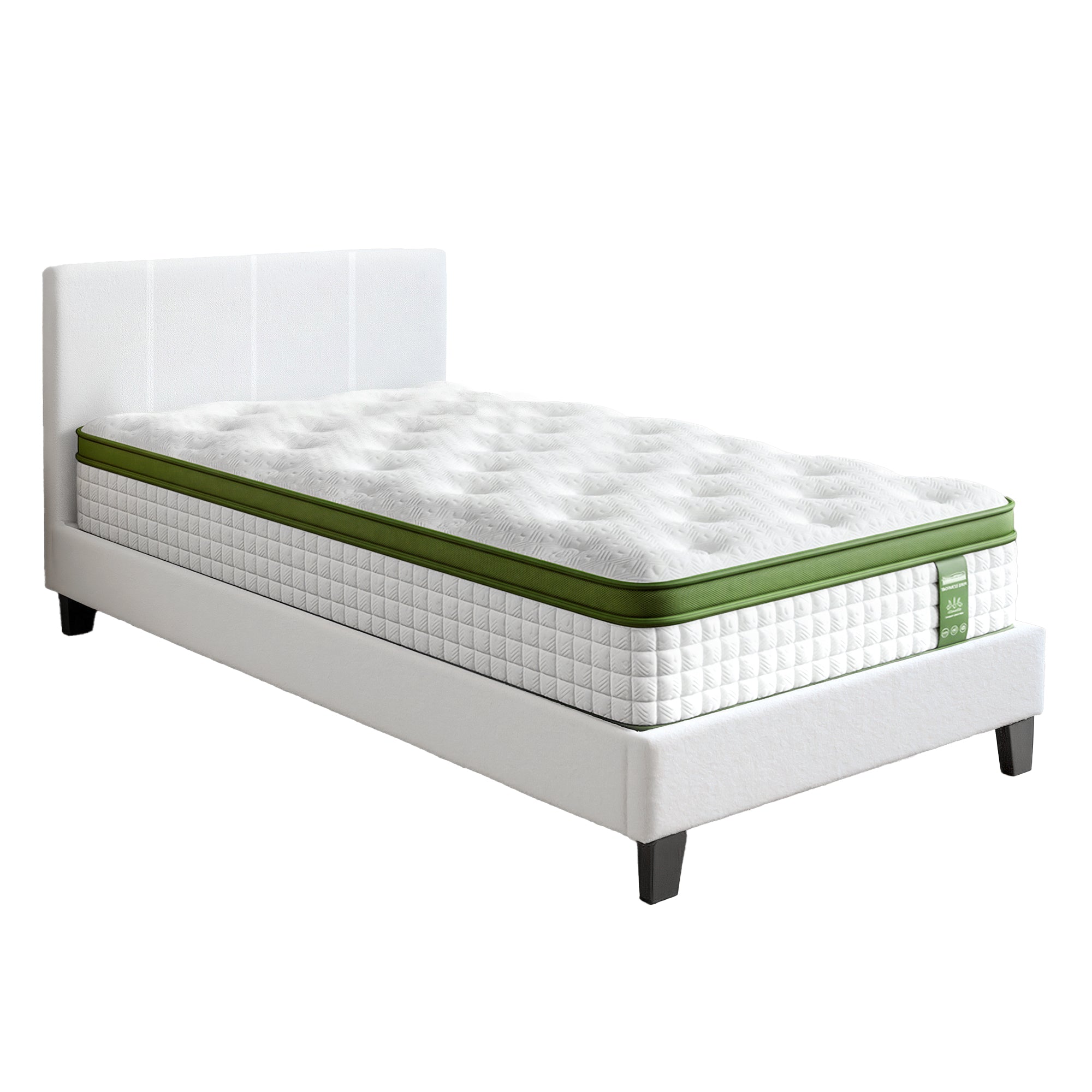 Artiss Single Bed Frame with Hybrid Mattress Set 30cm Medium Firm Platform Headboard Boucle Upholstered BFRAME-SET-NEO-TED-S