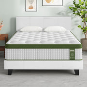 Artiss Double Bed Frame and BedStory Hybrid Mattress Bundle with Headboard White BFRAME-SET-NEO-XF-34-D