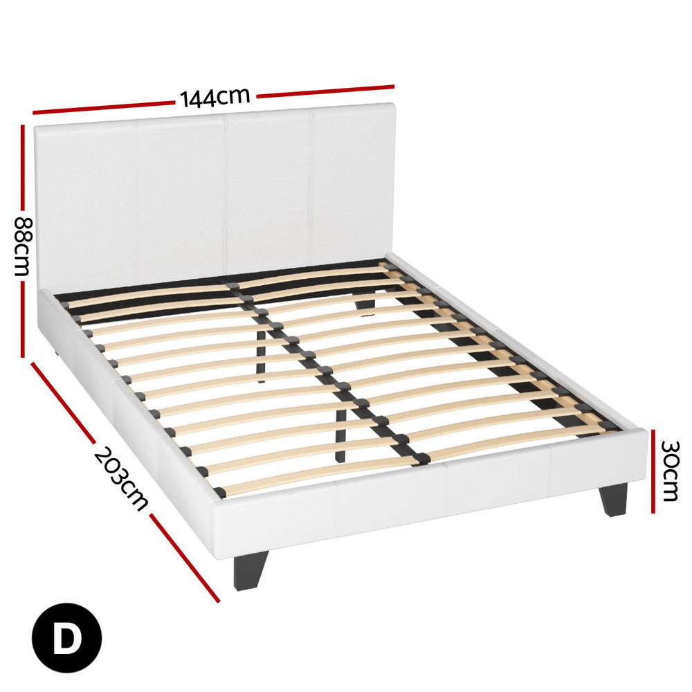 Artiss Double Bed Frame and BedStory Hybrid Mattress Bundle with Headboard White BFRAME-SET-NEO-XF-34-D
