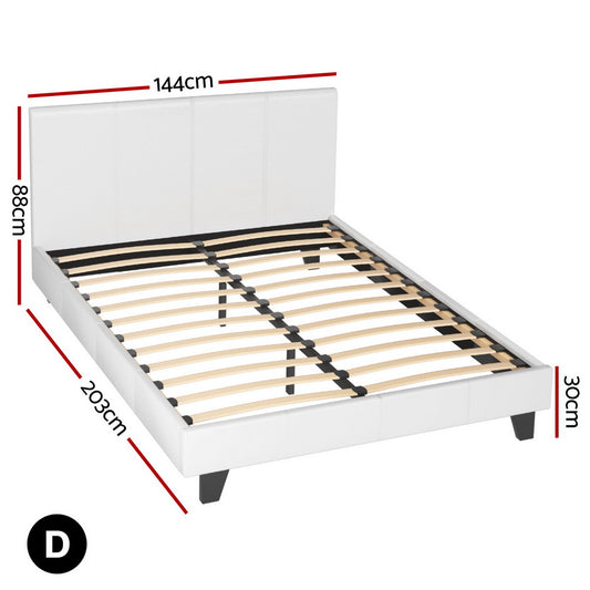 Artiss Double Bed Frame and BedStory Hybrid Mattress Bundle with Headboard White BFRAME-SET-NEO-XF-34-D