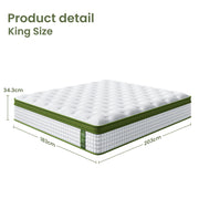 Artiss BedStory King Bed Frame Set With Hybrid Mattress Medium Firm Linen Grey BFRAME-SET-NEO-XF-34-K