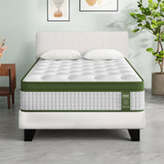 Artiss King Single Bed Set with BedStory Hybrid Mattress Upholstered Platform White Boucle Fabric BFRAME-SET-NEO-XF-34-KS
