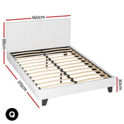 Artiss BedStory Queen Bed Frame Set with Hybrid Mattress and Leather Frame Medium White BFRAME-SET-NEO-XF-34-Q