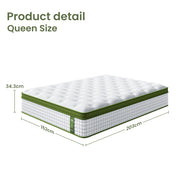 Artiss BedStory Queen Bed Frame Set with Hybrid Mattress and Leather Frame Medium White BFRAME-SET-NEO-XF-34-Q