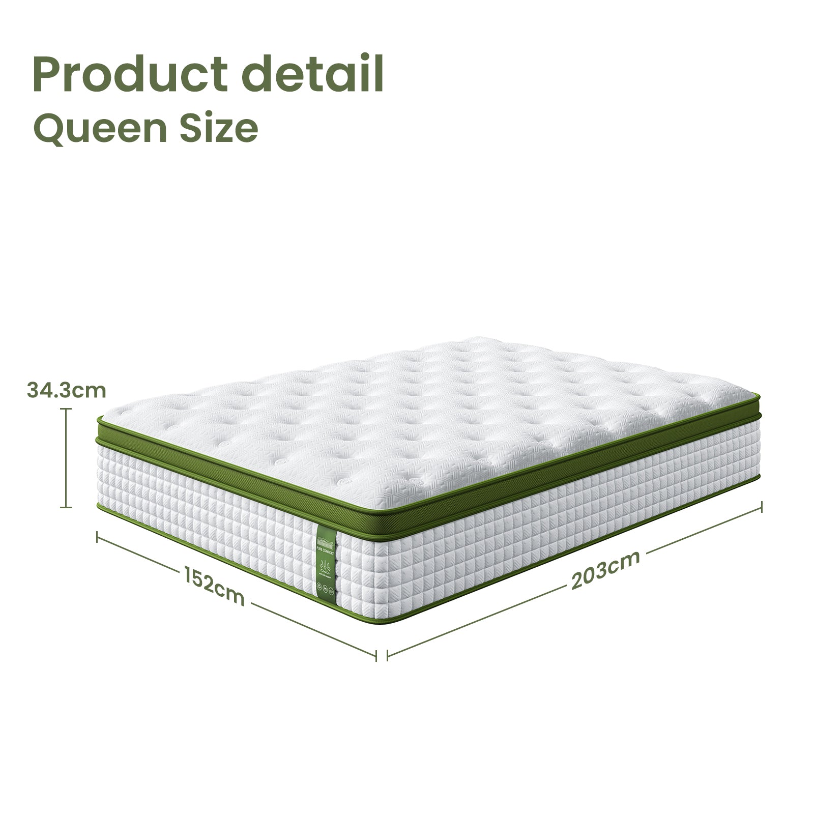 Artiss BedStory Queen Bed Frame Set with Hybrid Mattress and Leather Frame Medium White BFRAME-SET-NEO-XF-34-Q