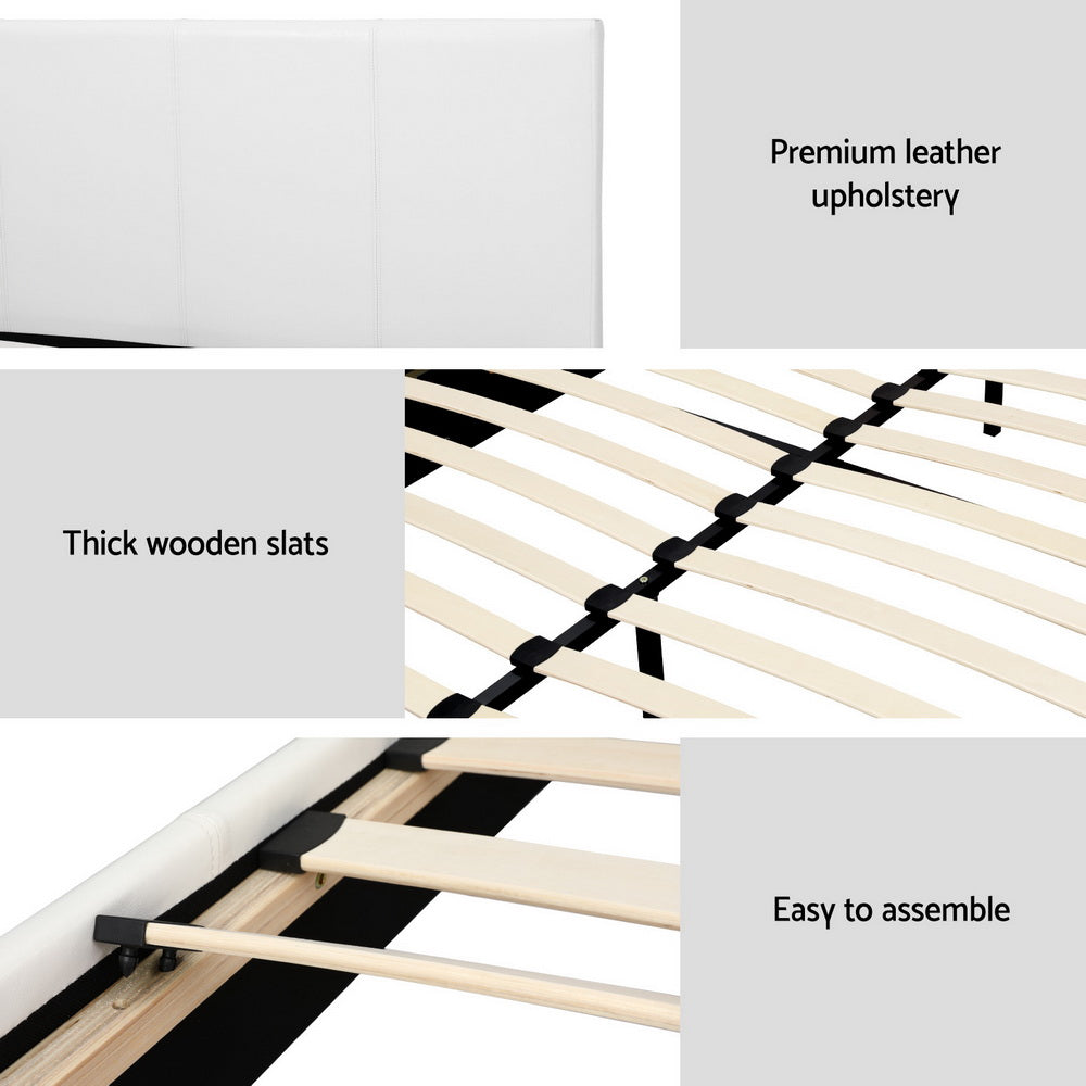 Artiss BedStory Queen Bed Frame Set with Hybrid Mattress and Leather Frame Medium White BFRAME-SET-NEO-XF-34-Q