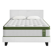 Artiss BedStory Queen Bed Frame Set with Hybrid Mattress and Leather Frame Medium White BFRAME-SET-NEO-XF-34-Q