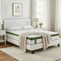 Artiss Double Bed Frame Platform White PVC Leather Hybrid Mattress Modern BFRAME-SET-NEO-XFMA-D