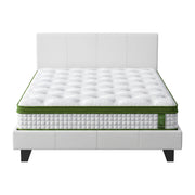 Artiss Double Bed Frame Platform White PVC Leather Hybrid Mattress Modern BFRAME-SET-NEO-XFMA-D