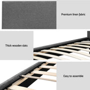 Artiss BedStory Single Bed Frame and Mattress Set, 30cm Hybrid Cooling Gel Mattress with Grey Upholstered Wooden Platform Base, Modern Bedroom Furniture Bundle
