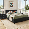 Artiss Gas Lift Queen Bed Frame and Bedside Table Set Leather Black BFRAME-SET-NINO-BSIDE-BK