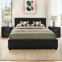 Artiss Gas Lift Queen Bed Frame and 2 Bedside Table Set Leather Black BFRAME-SET-NINO-BSIDEX2-BK