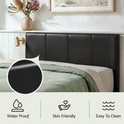 Artiss Gas Lift Queen Bed Frame and 2 Bedside Table Set Leather Black BFRAME-SET-NINO-BSIDEX2-BK