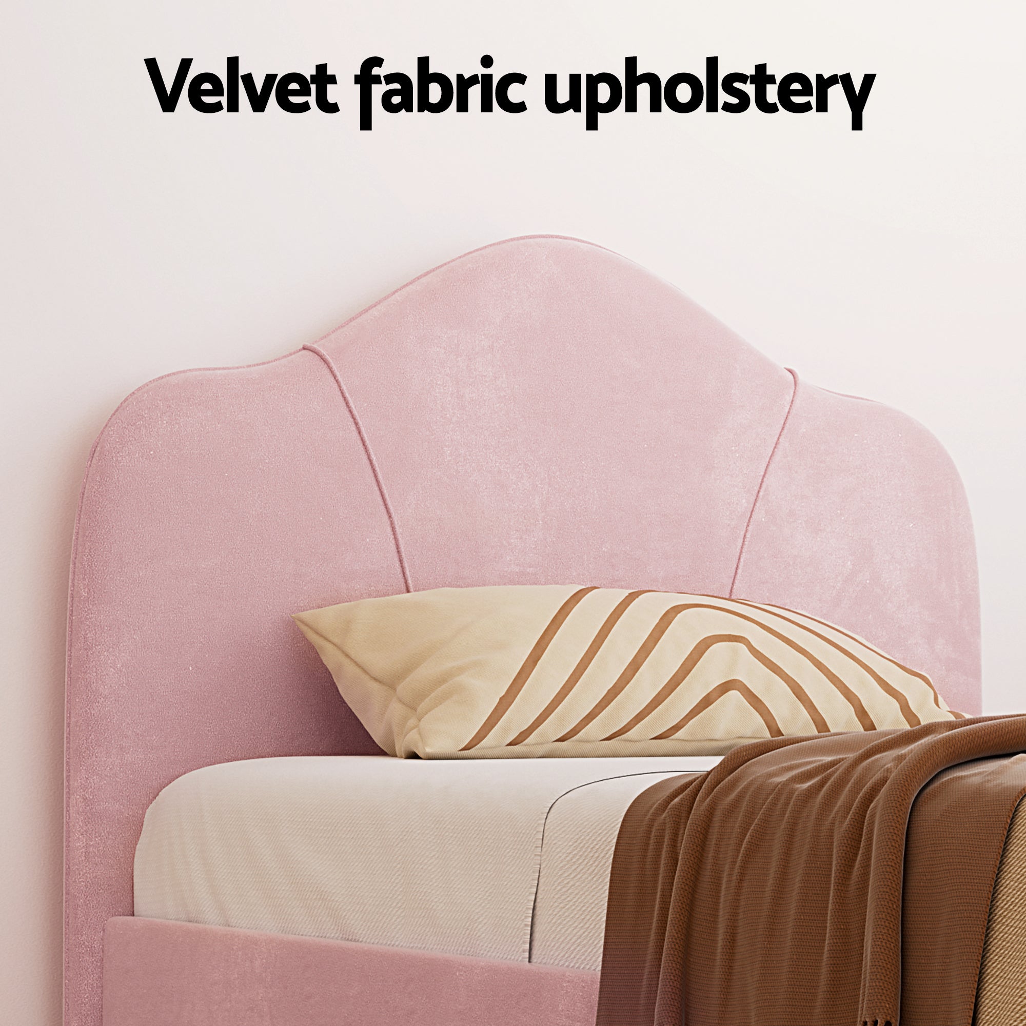 Artiss King Single Storage Bed Frame Velvet with Bedside Table Pink BFRAME-SET-OLAN-BS-01