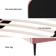 Artiss King Single Storage Bed Frame Velvet with Bedside Table Pink BFRAME-SET-OLAN-BS-01