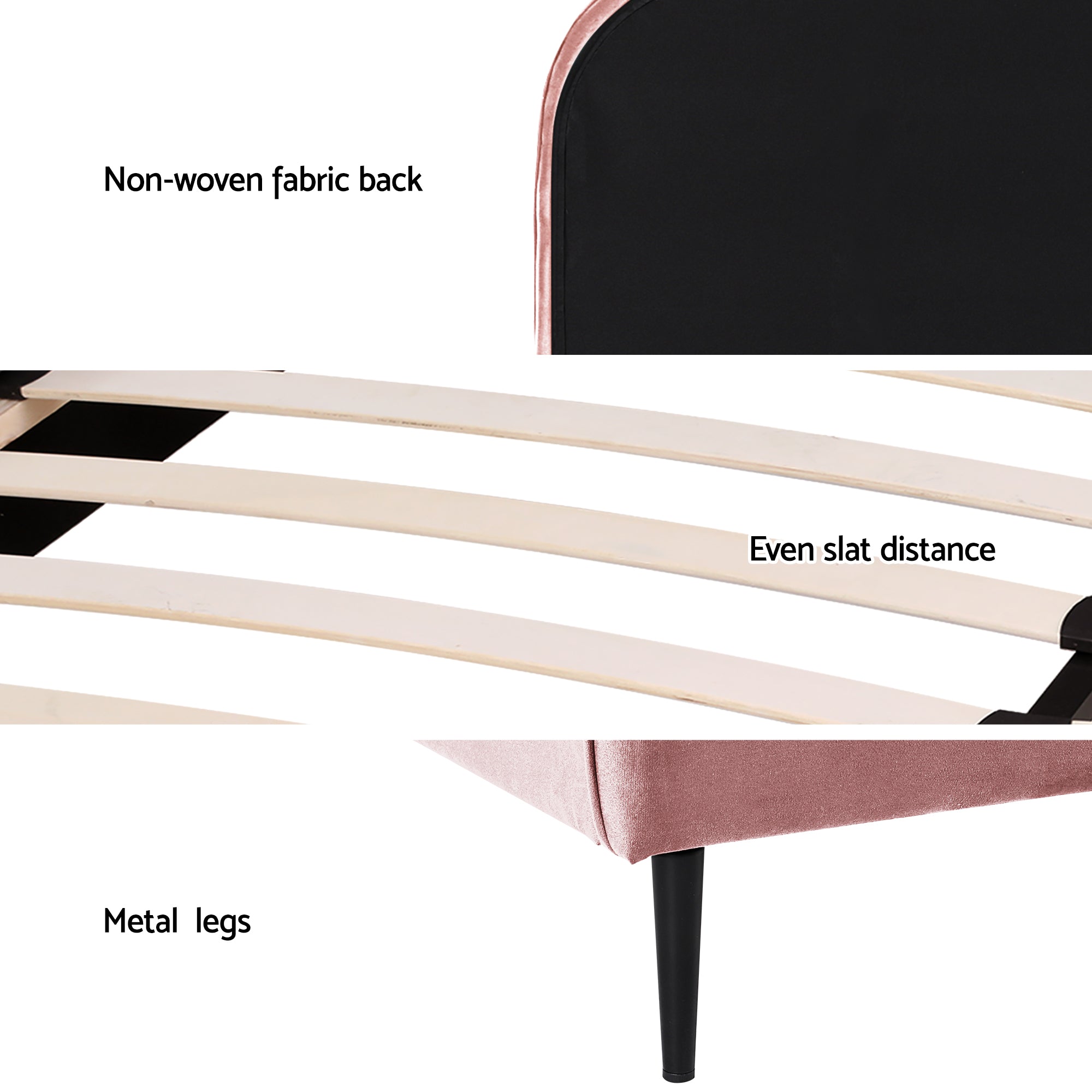 Artiss King Single Storage Bed Frame Velvet with Bedside Table Pink BFRAME-SET-OLAN-BS-01