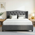 Artiss and BedStory Double Bed Frame and Mattress Set Memory Foam Cooling Gel Medium Soft Tufted Wing Headboard Grey
