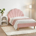 Artiss Bed Frame King Single with Bedside Table Set Scallop Headboard Pink Velvet Fabric Beds Base BFRAME-SET-ROSY-BS-01