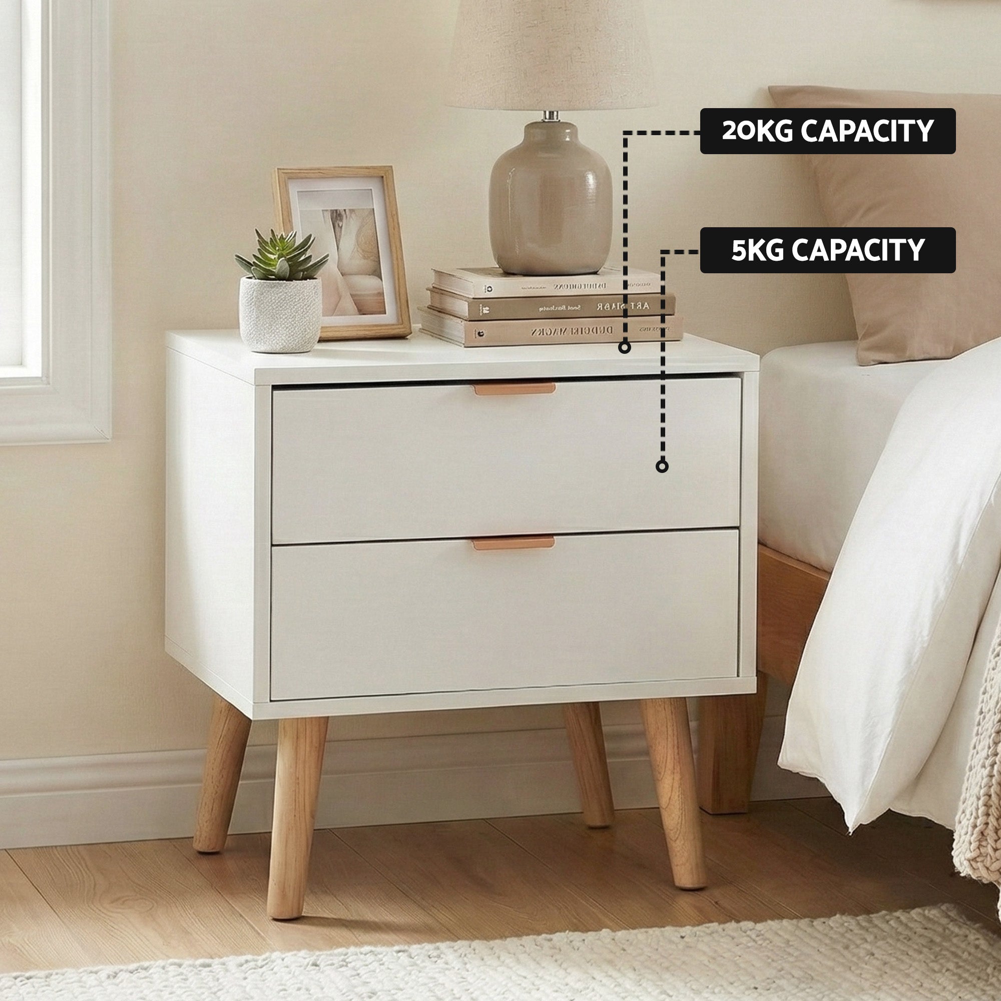 Artiss Double Bed Frame Scallop Headboard Pink Velvet with 2 Drawer Bedside Table BFRAME-SET-ROSY-BS-03