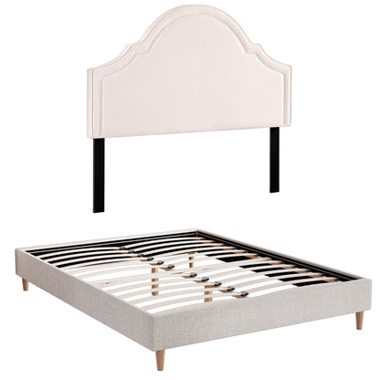 Artiss Queen Bed Frame with Storage Scalloped Velvet Headboard Wooden Platform Base BFRAME-ZORA-IRIS-Q-GR