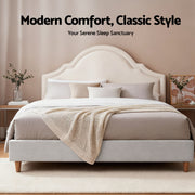 Artiss Queen Bed Frame with Storage Scalloped Velvet Headboard Wooden Platform Base BFRAME-ZORA-IRIS-Q-GR