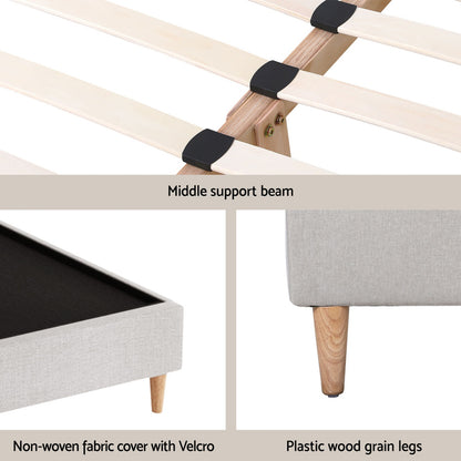 Artiss Queen Bed Frame with Storage Scalloped Velvet Headboard Wooden Platform Base BFRAME-ZORA-IRIS-Q-GR