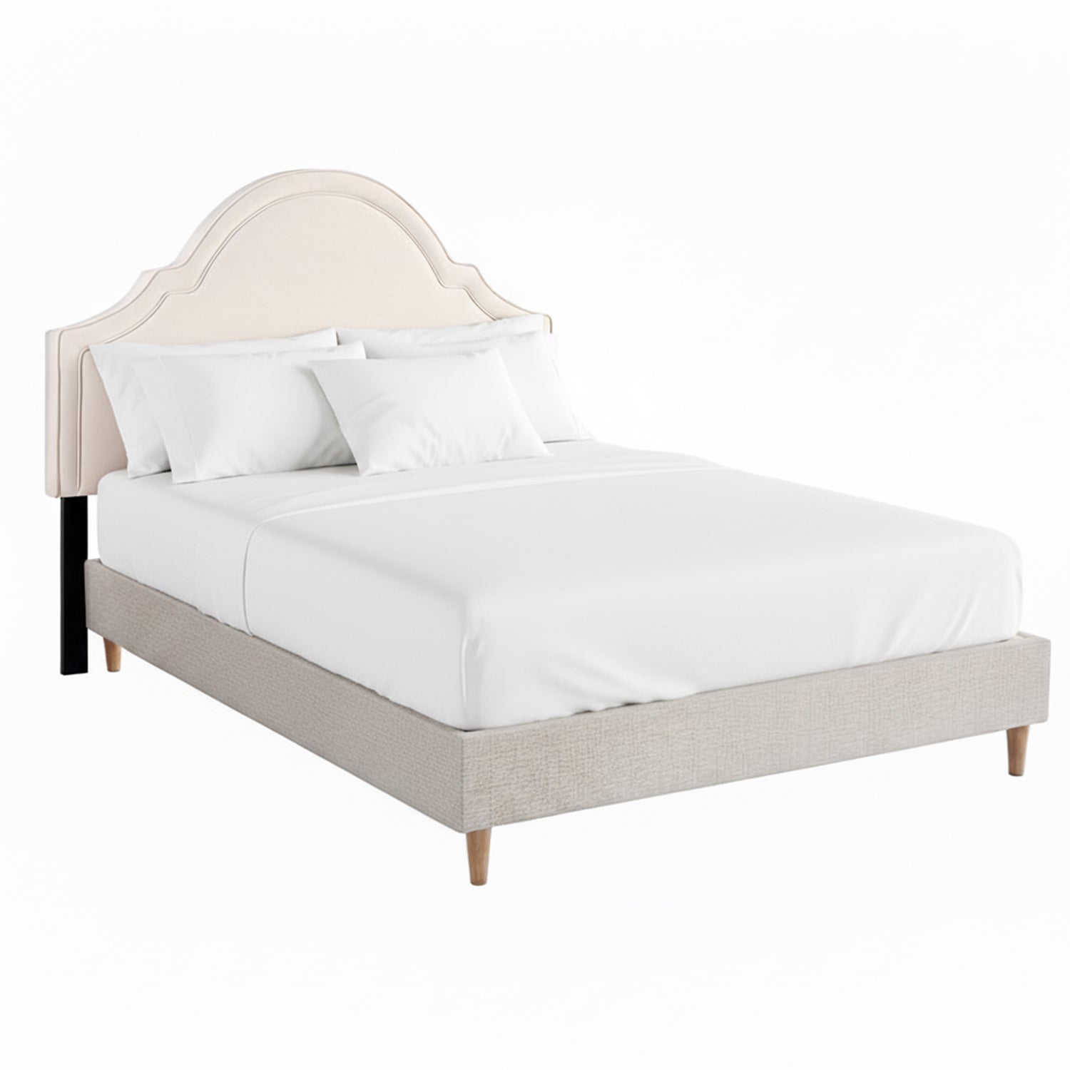 Artiss Queen Bed Frame with Storage Scalloped Velvet Headboard Wooden Platform Base BFRAME-ZORA-IRIS-Q-GR