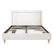 Artiss Queen Bed Frame Platform Bed Base Upholstered Headboard Linen Fabric Beige BFRAME-ZORA-RIVE-Q-GR