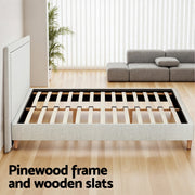 Artiss Queen Bed Frame Platform Bed Base Upholstered Headboard Linen Fabric Beige BFRAME-ZORA-RIVE-Q-GR