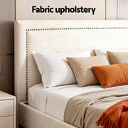Artiss Queen Bed Frame Platform Bed Base Upholstered Headboard Linen Fabric Beige BFRAME-ZORA-RIVE-Q-GR